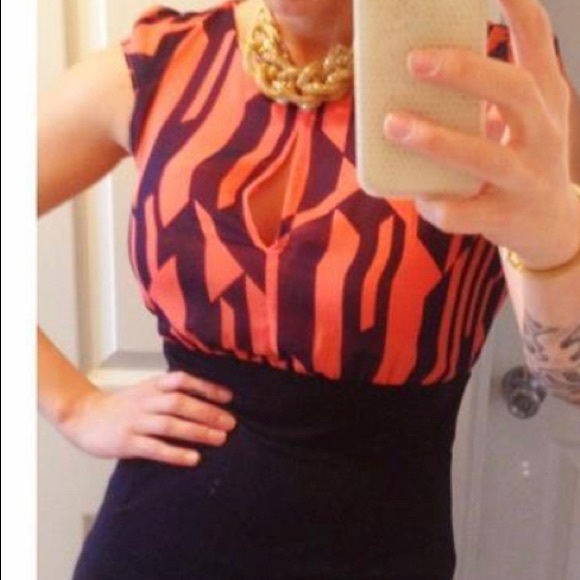 Mng by Mango coral and navy blue dress - Picture 13 of 14